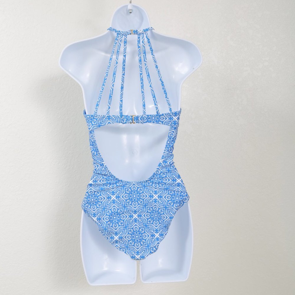 La Blanca Tile We Meet Again One Piece‎ Swimsuit, teals and blues, 4 NWOT - Picture 7 of 15